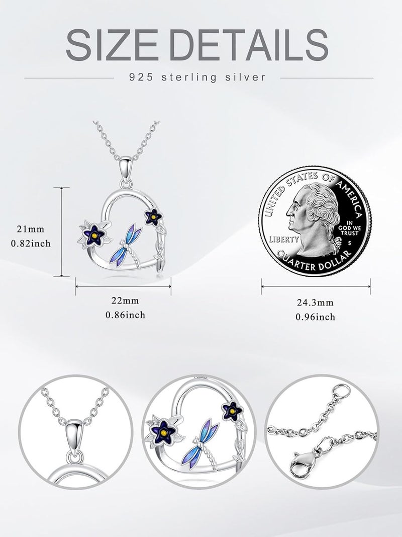 Cargari Store Dragonfly/Butterfly/Elephant/Hummingbird/Axolotl/Horse/Panda/Bee necklace for Women 925 Sterling Silver Heart Pendant Necklace Animal Jewelry Gifts for Women - Image 5
